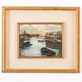 Ezelino Briante, Napoli, 1901 - Roma, 1977 / Veduta portuale / Firmato E Briante in basso a destra