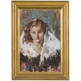 Vincenzo Irolli, Napoli, 1860 - 1942 / Figura femminile / Firmato V Irolli in basso a destra, oil on compensato