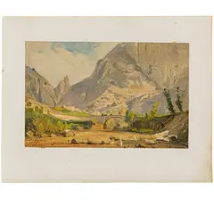 Ippolito Caffi, Belluno 1809 - Mare di Lissa 1866 / Veduta di Belluno / Firmato Caffi in basso a sinistra, oil on cardboard