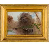 Eduardo Dalbono, Napoli, 1841 - 1915 / Bufali nel fiume / Firmato E Dalbono in basso a destra