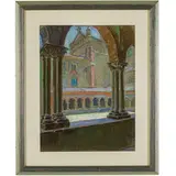 Gino Piccioni, Foligno, 1873 - Biella, 1941 / Chiostro di Sant'Andrea a Vercelli / Firmato G Piccioni in basso a destra, pastel on cardboard