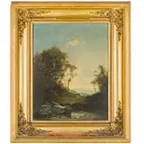 Conrad Bühlmayer, Vienna, 1835 - 1883 / Falò vicino al fiume / Firmato C Buhlmayer e datato 1856 in basso a sinistra, oil on panel