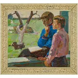 Grigory Andriyovich Shponko, Balki, 1926 - 2005 / Ragazzi che leggono / Firmato G Shponko in basso a sinistra, oil on canvas