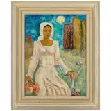 Igor Dmitrievich Vieru, Chernolevka, 1923 - 1983 / Ragazza in bicicletta / Firmato Vieru in basso a destra, oil on canvas