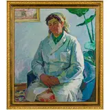 Yuri Evdokimovich Balykov, Pliskiv, 1924 - 2003 / Ritratto femminile in un interno / Firmato Balykov e datato 73 in basso a destra, oil on canvas