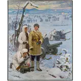 Peter Ilyich Bilan, Podolia, 1921 - Kiev, 1996 / Comandante generale Vasily Ivanovich Chuikov nella riconquista di Stalingrado / Firmato P Bilan e datato 1979 in basso a destra, oil on canvas