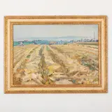 Verkhny Baskunchak, 1914 - Kyiv, 1982 / I trattori nei campi by Olexandr Gavrilovich Budnikov, oil on cardboard, offered Apr 2024