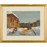 Niznyaya Salda, 1918 - 2003 / Marzo / Firmato P Bortnov e datato 56 in basso a destra by Petr Stepanovich Bortnov, oil on cardboard, offered Apr 2024