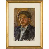 Mikhail Sergeevich Barancheev, Kalinovo, 1920 - 1998 / Ritratto d'uomo / Firmato Barancheev e datato 1953 in basso a destra, oil on cardboard