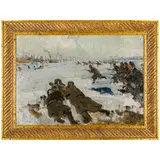 Zhitomyr, 1914 - 1984 / Liberazione di Kharkov / Firmato Koshtelyanchuk in basso a destra by Leonty Pylypovich Koshtelanchuk, oil on cardboard, offered Apr 2024