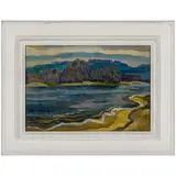 Kyiv, 1939 / Paesaggio fluviale by Valentin Nikolaevich Rudometkin, oil on cardboard, offered Apr 2024
