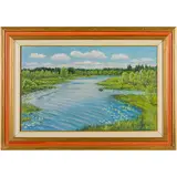 Slansk, 1918 - 2001 / Paesaggio fluviale / Firmato N Sysoev e datato 92 in basso a destra by Nikolaj Aleksandrovic Sysoev, oil on canvas, offered Apr 2024