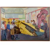 Ivan Ivanovich Bondar, Yazyzor, 1944 / Riunione di ingegneri meccanici / Firmato Bondar I e datato 79 in basso a destra, oil on canvas