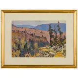 Vasiliy Yakovlevich Laptev, Chelyabinsk, 1918 - 1995 / Nelle montagne degli Urali / Firmato Laptev e datato 1960 in basso a destra, oil on cardboard