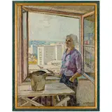 Nikolai Andreevich Psunenko, attivo a Mosca 1928 / Muratrice al lavoro / Firmato N Psunenko in basso a destra -, oil on canvas