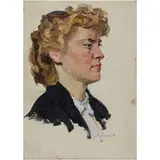 Oleksandr Mykhailovich Lopukhov, Gorodnya, 1925 - Kyiv, 2009 / Profilo di donna, 1958 / Firmato A Lopukhov e datato 58 in basso a destra