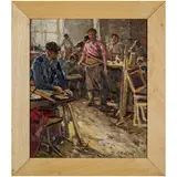 Odessa, 1912 - 2011 / Lezione di falegnameria / Firmato G Minskiy in basso a destra by Grigory Semyonovich Minskiy, oil on cardboard, offered Apr 2024