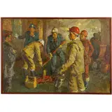 Mitrofanovka, 1945 / Costruzione di una metropolitana / Firmato A Yanev in basso a destra by Anatoly Mykytovich Yanev, oil on canvas, offered Apr 2024