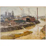Aleksandr Burak, Sverdlovsk, 1921 - 1997 / Antica fabbrica degli Urali / Firmato A Burak e datato 58 in basso a destra, oil on cardboard applicato on canvas