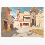 Odessa, 1925 - Kyiv, 1984 / Scorcio di villaggio by Vadim Ivanovich Odainik, oil on cardboard, offered Apr 2024