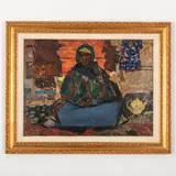 Viktor Zaretsky, Belopolye, 1925 - Kiev, 1990 / Donna orientale in un interno, oil on cardboard