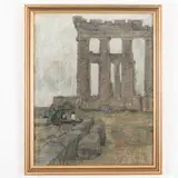 Leonid Ilyich Chichkan, Krasnodar, 1911 - Kyiv, 1977 / Ammirando le rovine in Grecia / Firmato L Cickan in basso a destra, pastel on paper