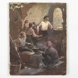 1905 - 1968 / Gli operai by Vladimir Nikolaevich Kostesky, oil on canvas, offered Apr 2024