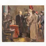 Grigoriy Stepanovich Vasetskiy, Novoivanovka, 1928 / Lenin all'interno di un palazzo / Firmato Vasetskiy e datato 60 in basso a destra