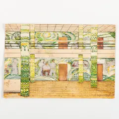 Belopolye, 1925 - Kiev, 1990 / Interno di palazzo / Firmato V Zaretsky in basso a destra by Viktor Zaretsky, mixed media on paper, offered Apr 2024