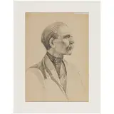 1921 - 1980 / Ritratto d'uomo con baffi / Firmato Melentjev O G, Sverdlovsk sul retro by Oleg Germanovich Melentjev, pencil on paper, offered Apr 2024