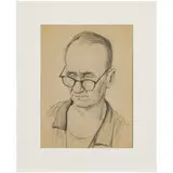 1921 - 1980 / Ritratto d'uomo con occhiali / Firmato O Melentjev, Sverdlovsk sul retro by Oleg Germanovich Melentjev, pencil on paper, offered Apr 2024