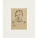 1921 - 1980 / Ritratto d'uomo in uniforme / Firmato Melentjev O G, Sverdlovsk sul retro by Oleg Germanovich Melentjev, pencil on paper, offered Apr 2024