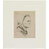 1921 - 1980 / Ritratto di contadina / Firmato Melentjev O G, Sverdlovsk sul retro by Oleg Germanovich Melentjev, pencil on paper, offered Apr 2024