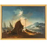 Bartolomeo Pedon, Veduta costiera con accampamento e figure