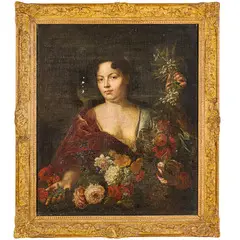 Augustinus Terwesten, Giovane donna con ghirlanda di fiori (Flora?), oil on canvas