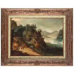 Tobias Verhaecht, Paesaggio con viandanti, oil on panel