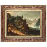 Tobias Verhaecht, Paesaggio con viandanti, oil on panel