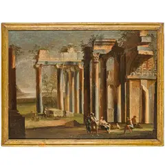 Leonardo Coccorante, Capriccio architettonico con figure, oil on canvas