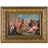 Francesco Minorello, La strage degli innocenti / La Sacra Famiglia, Sant'Elisabetta, San Gioacchino e San Giovannino, oil on canvas