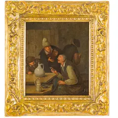 Interno con fumatori e bevitori by Jan  Molenaer (II), oil on panel, offered May 2024