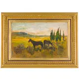 Giovanni Bartolena, Livorno, 1866 - 1942 / Cavalli a Campolecciano / Firmato Giov Bartolena in basso a destra, oil on panel