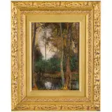 Andrea Tavernier, Torino, 1858 - Grottaferrata, 1932 / Paesaggio boschivo / Firmato A Tavernier in basso a destra, oil on tavoletta