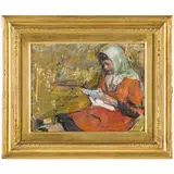 Napoli, 1885 - Milano, 1948 / Bimba che legge nel prato / Firmato G Villani in basso a destra by Gennaro Villani, oil on cardboard, offered May 2024
