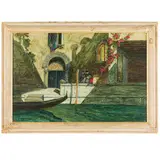 Rodolfo Paoletti, Venezia, 1866 - Milano, 1924 / Entrata sul canale del Palazzo Foscari / Firmato Paoletti R in basso a destra, oil on compensato