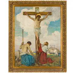 Elijah Albert Cox, Islington, 1876 - 1955 / Crocifissione / Firmato E A Cox in basso a destra, oil on canvas