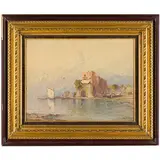 Nicolas De Corsi, Odessa, 1882 - Napoli, 1956 / Marina di Napoli / Firmato De Corsi in basso a destra, oil on faesite