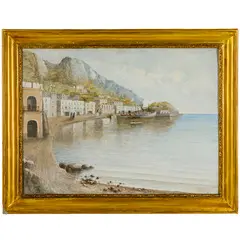 Roberto Carignani, Napoli, 1894 - 1975 / Marina napoletana / Firmato R Carignani in basso a sinistra, oil on compensato