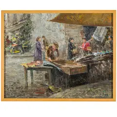 Giovanni Panza, Miseno, 1894 - Napoli, 1989 / Il mercato del pesce / Firmato G Panza in basso a destra, oil on panel