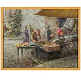 Giovanni Panza, Miseno, 1894 - Napoli, 1989 / Il mercato del pesce / Firmato G Panza in basso a destra