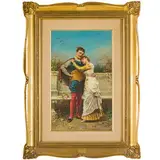 Francesco Peluso, Napoli, 1836 - dopo il 1916 / Idillio d'amore / Firmato F Peluso in basso a destra